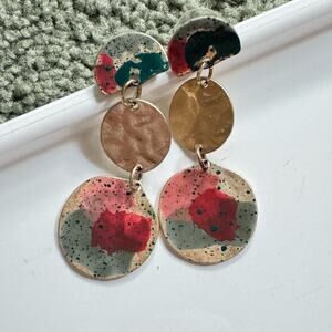 Francesca Gold Paint-Splashed Dangling Earrings